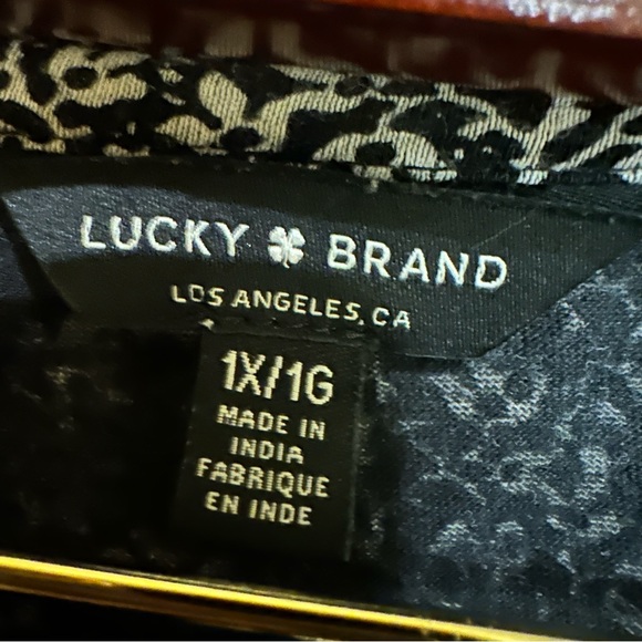 Lucky Brand Black White Paisley 3 Quarter Sleeve Tee Top Womens Plus Size 1X - Picture 7 of 9